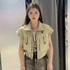 MZ小立领无袖双口袋工装风小外套（卡其）夏季152030060321 商品缩略图0