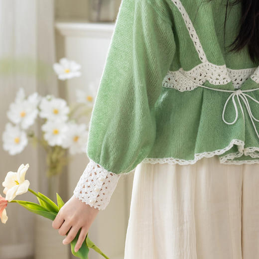 苏苏姐家山茶花法式上衣手工diy棒针钩针编织蕾丝马海毛线材料包 商品图3