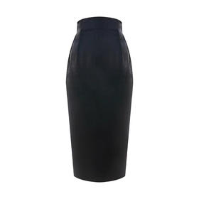 高腰弧线黑色缎面光泽感半裙