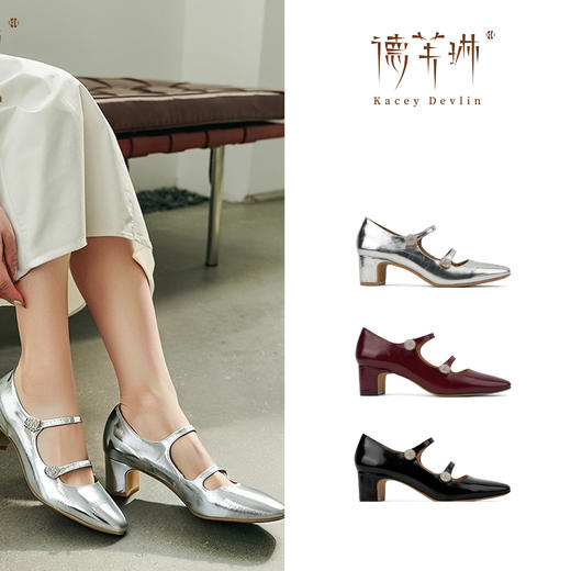 德芙琳2025春款高跟浅口小皮鞋女单鞋KD6221 商品图1