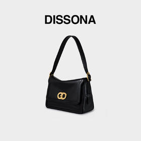 【2F】DISSONA迪桑娜女包 DD流金小方包时尚手提单肩包真皮斜挎包腋下包 黑色