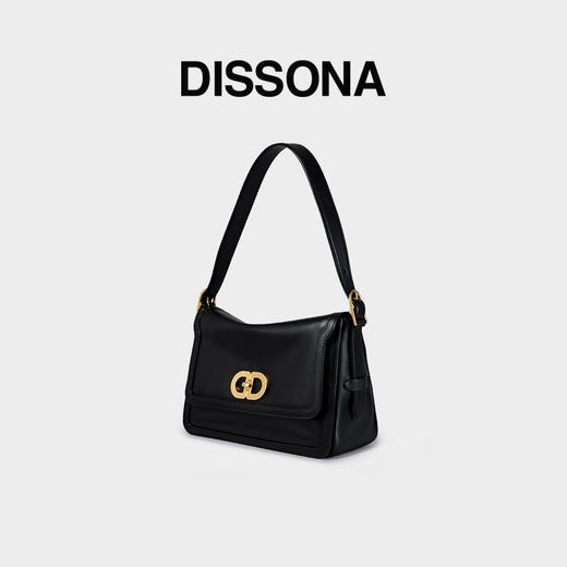 【2F】DISSONA迪桑娜女包 DD流金小方包时尚手提单肩包真皮斜挎包腋下包 黑色 商品图0