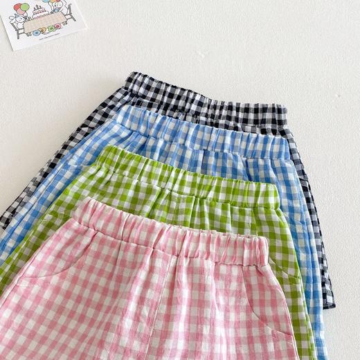 【清凉舒适，时尚百搭】儿童卡通套装2025新款夏季 女童洋气短袖T恤薄款 男童格子短裤两件套-QQ 商品图3