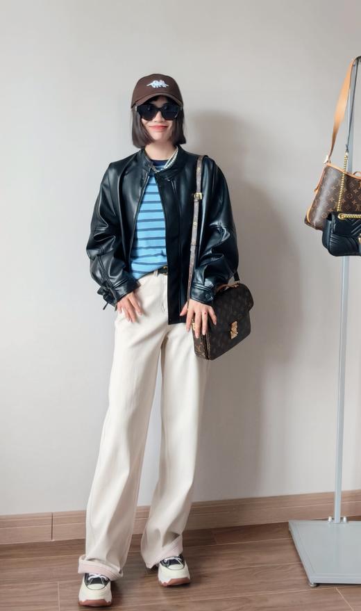 超细羊皮立领通勤休闲蝙蝠抽绳皮衣 美拉德咖 商品图1