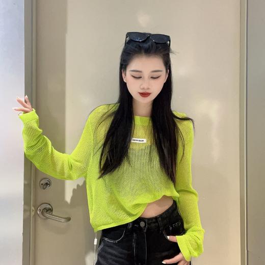 N 圆领小标长袖毛织衫（绿）春季151110020321 商品图2
