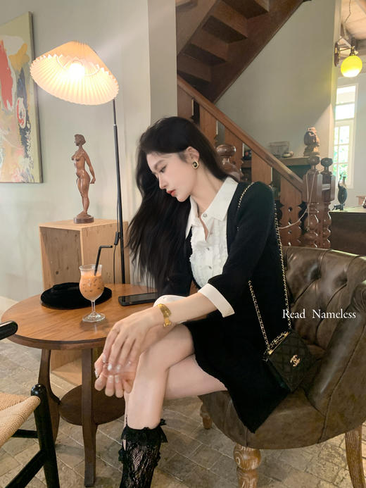 Read Nameless /黑色针织拼接衬衫领连衣裙 2025/3/29 商品图6