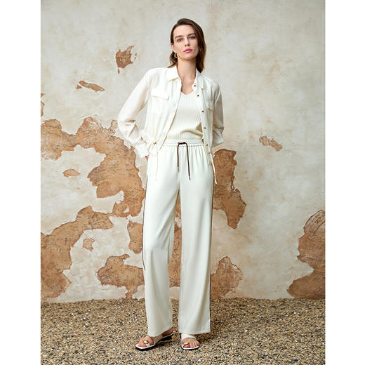 EITIE爱特爱2025夏季新款舒适垂坠显瘦松紧高腰休闲裤8205903 商品图1