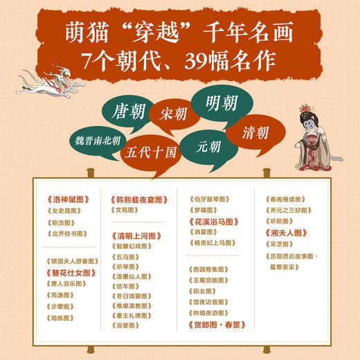 当名画遇见猫 中国名画卷 猫咪绘本方式的艺术趣味科普 喵漫画谈中国画中国艺术 传统文化鉴赏画集 清明上河图等 商品图1