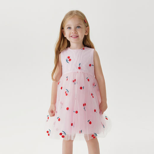 marcjanie马克珍妮夏装新款 女童樱桃绣花网纱连衣裙220977 商品图2