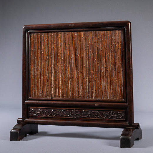 清 红木嵌湘妃竹地屏 商品图4