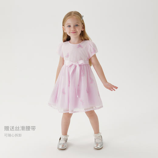 马克珍妮夏装新款 女童刺绣网纱短袖连衣裙 儿童礼服公主裙220981 商品图1