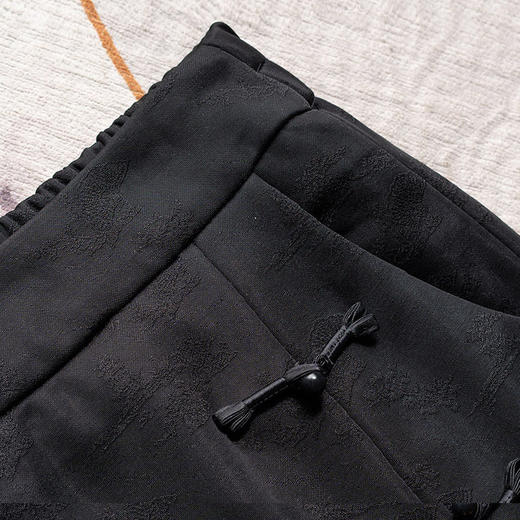 MYX-ZIY-1373-L时尚优雅显瘦黑色半身裙国风洋气包臀裙初夏新款高腰开叉直筒裙 商品图3