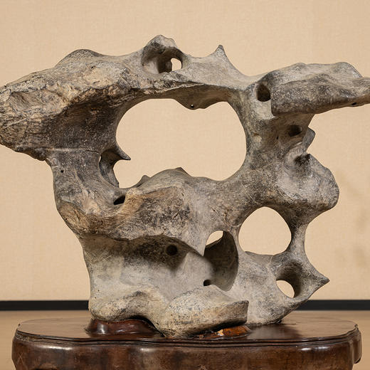 清 灵璧石诗文赏石（红木座） 商品图2