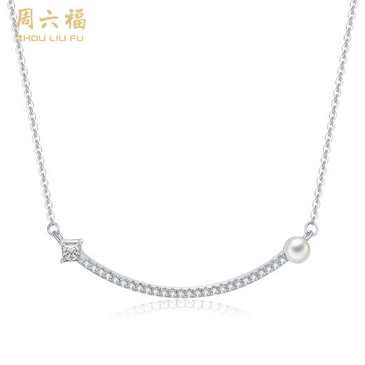 周六福S925银珍珠笑脸项链ZLFX061567★ 商品图0