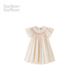 碎花缩褶小飞袖连衣裙