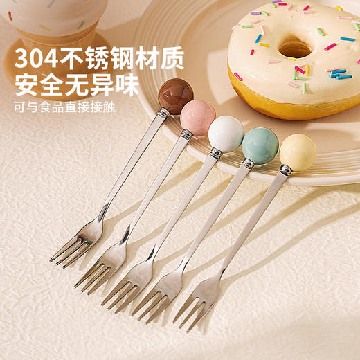 摩登主妇水果叉子套装家用儿童安全水果签收纳罐不锈钢甜品小叉子 商品图3