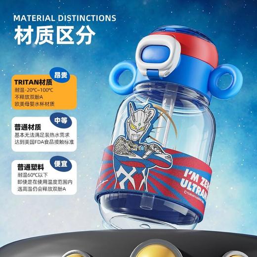 GERM奥特曼儿童水杯男孩上学专用大肚杯便携出行水壶tritan吸管杯 商品图3