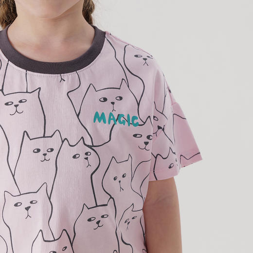 【凉感抗菌】马克珍妮夏装新款 男女童涂鸦满印透气短袖T恤230686 商品图4