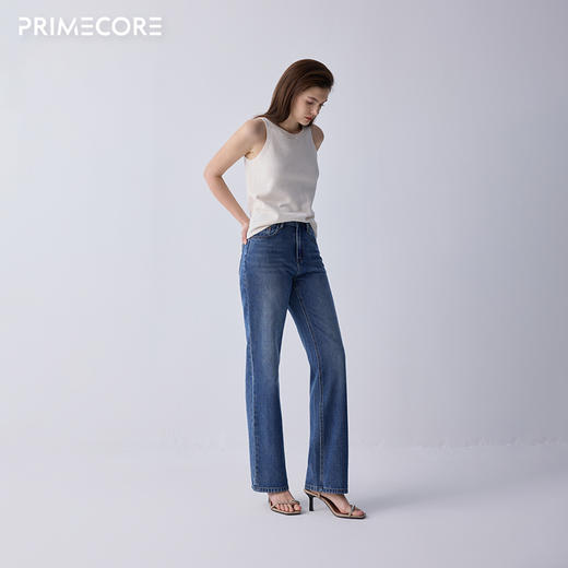PRIMECORE 全棉丹宁修身直筒四季时髦中高腰直筒牛仔裤王 商品图5