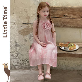 Littletime女童连衣裙夏装2025新款玫瑰立体花儿童背心裙公主裙
