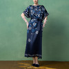 【林栖设计小店】（现货）真丝素绉缎连衣裙多色复古传统蓝印花铁线莲花纹2025春夏新品长裙女T1952348 商品缩略图0