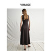 VIMAGE纬漫纪腰部镂空雾灰色无袖收腰显瘦A字连衣裙2025夏季新款V2307912 商品缩略图4