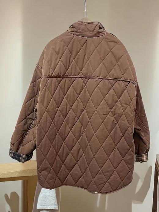 太划算了！！休闲宽松版-2700格子口袋中长绗缝夹棉外套-喜出 商品图3