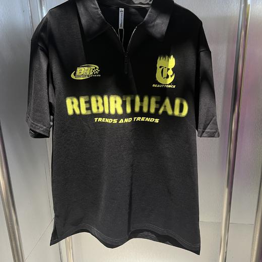 N POLO领小拉链字母印花短袖T恤（黑）夏季152090100321 商品图3