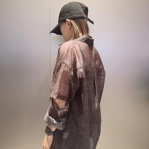 N暗花袖口断开长袖衬衫（黑）夏季152010440321 商品图1