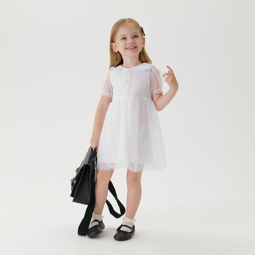 marcjanie马克珍妮新款夏装 女童泡泡袖网纱连衣裙230975 商品图1