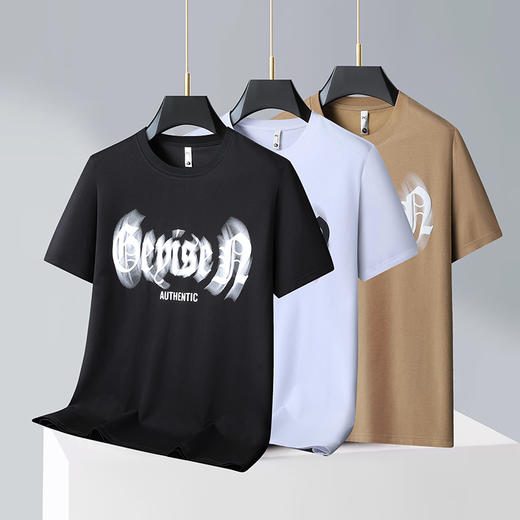 【精梳棉】【DX】大依优型大码短袖T恤圆领时尚潮流宽松潮牌加肥加大上衣男士半袖打底 商品图4