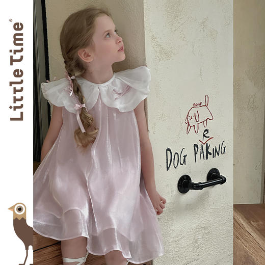 Little time女童连衣裙夏装2025新款儿童娃娃领公主裙流光背心 商品图4