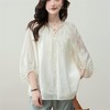 【樱西玛ENXIMANE 重工刺绣天丝衬衫】进口天丝莱赛尔面料 透气轻盈不压身 七分灯笼袖+领口小系带 微松H型廓形 立体刺绣点缀 商品缩略图1