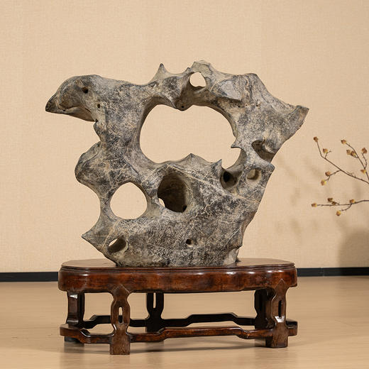 清 灵璧石诗文赏石（红木座） 商品图1