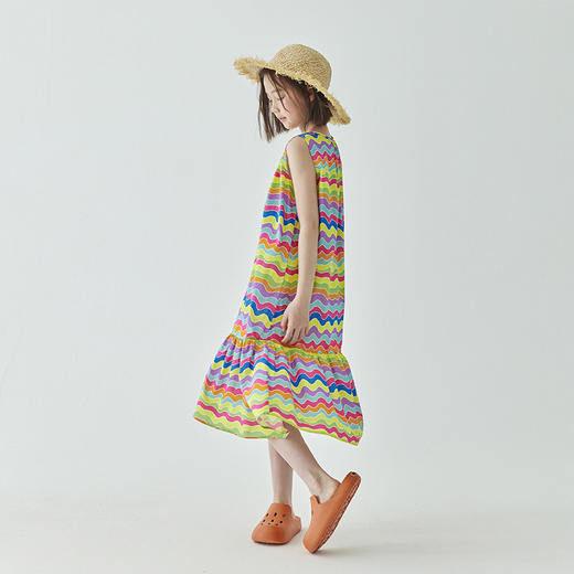 棵初 2025春夏第三波新品彩条色无袖连衣裙857T24075 商品图4