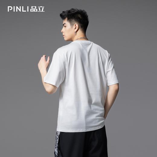 PINLI品立2025夏季新款男士个性彩虹猫短袖T恤潮流纯棉休闲体恤衫BG252111025 商品图2