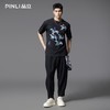 PINLI品立2025夏季新款创意烫画休闲短袖T恤男士潮牌纯棉体恤上衣BG252111023 商品缩略图1