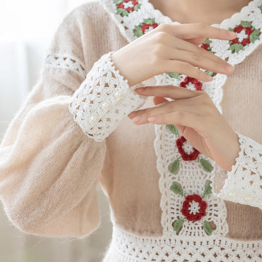 苏苏姐家山茶花法式上衣手工diy棒针钩针编织蕾丝马海毛线材料包 商品图2