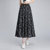 MYX-XBMY-A681-L中长款褶皱拼接时尚碎花裙松紧腰休闲洋气大摆裙春夏款垂感半身裙 商品缩略图1