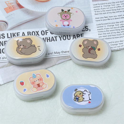 新款可爱卡通美瞳盒伴侣盒双联盒隐形眼镜盒镊子小棒便携小巧1015 商品图0