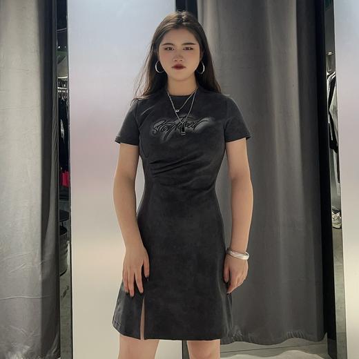 MZ圆领褶皱收腰短袖连衣裙（灰）夏季152050050321 商品图0