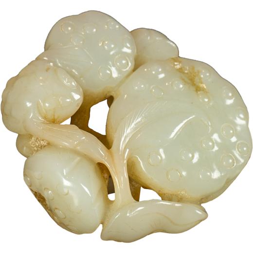 清 白玉雕莲子把件 商品图5