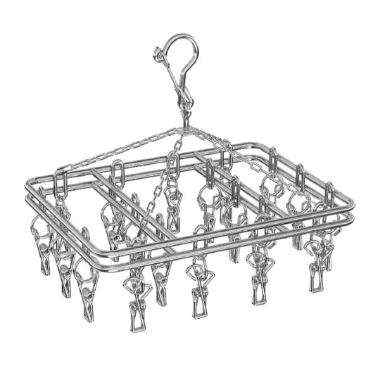 美丽雅不锈钢20夹子防风衣架加粗家用袜夹晾衣架阳台晒内衣袜子神器 商品图3