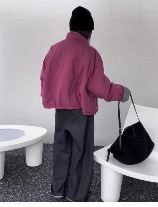 太划算了！！宽松版-5923韩版翻领拼色卷边袖短夹棉外套-喜出 商品图2