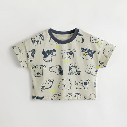 【凉感抗菌】马克珍妮夏装新款 男女童涂鸦满印透气短袖T恤230686 商品图3