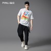 PINLI品立2025夏季新款男士个性彩虹猫短袖T恤潮流纯棉休闲体恤衫BG252111025 商品缩略图1