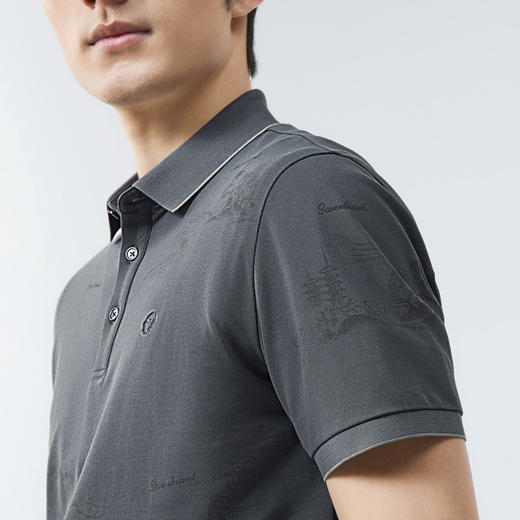 【国风图案polo衫/凉感】柒牌短袖POLO衫男夏季新款印花翻领上衣128T71320 商品图2