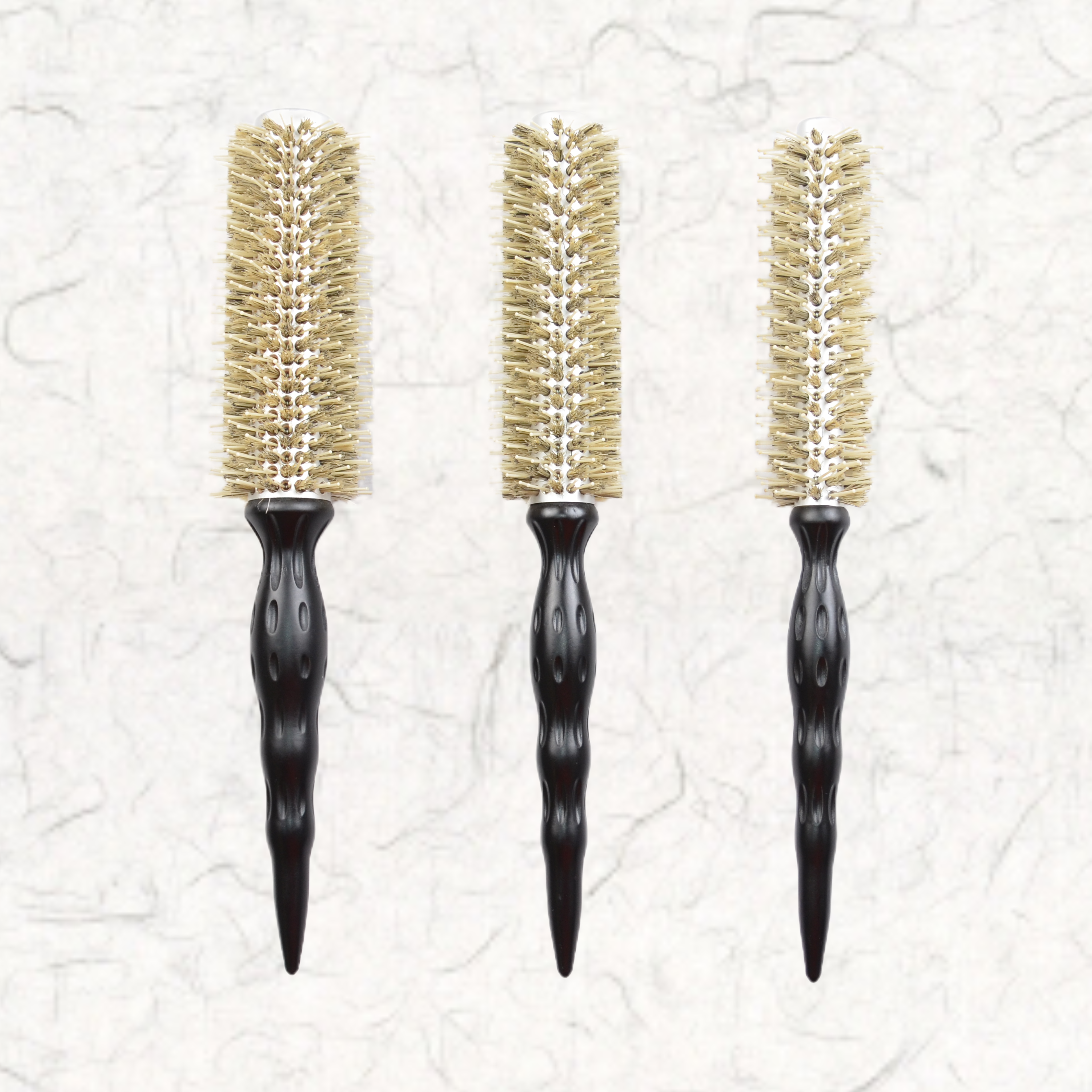 美发榉木手柄猪鬃毛圆筒滚梳卷发梳子