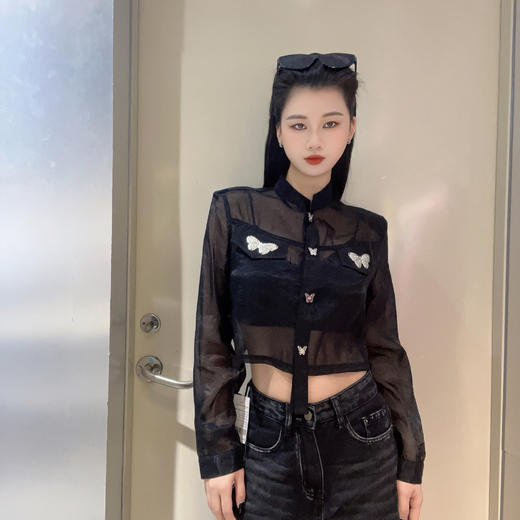 N蝴蝶金属扣外套（黑）夏季152080090321 商品图0