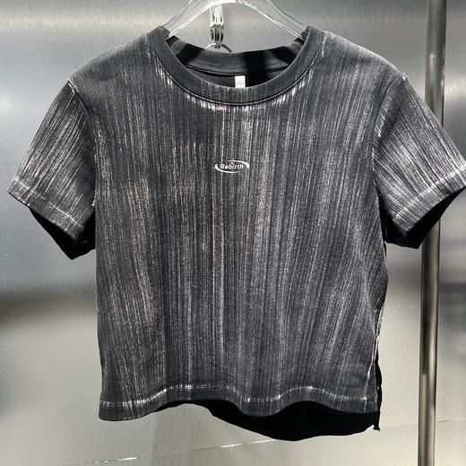 MZ暗条纹印字母短袖T恤（黑）夏季152030030321 商品图3